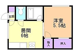 早川コーポ 1DKの間取図画像