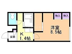 レオパレスデュオ.F 1Kの間取図画像