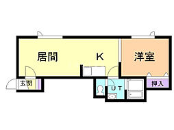 レイトンハウス2 1LDKの間取図画像