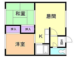カトレアコーポ 2LDKの間取図画像