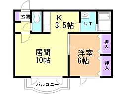プロスパラスAM・S 1LDKの間取図画像