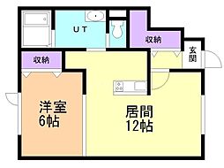 IL SOLE BIEI HANAZONO 1LDKの間取図画像