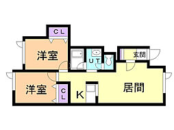 S.ブルームーン 2LDKの間取図画像