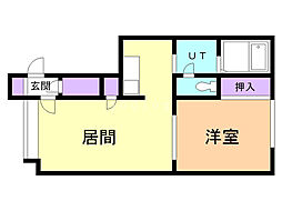 アスティ13・A 1LDKの間取図画像