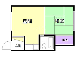 富沢コーポ 1DKの間取図画像