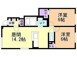 パルタージェ3 2LDKの間取図画像