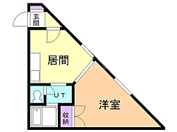 イーストリッチ65 1DKの間取図画像