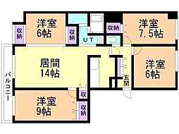 シャンノール緑道 4LDKの間取図画像