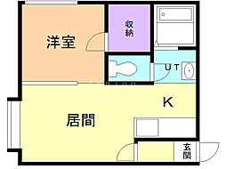 パールセント413 1LDKの間取図画像