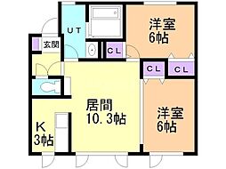 シェノン 2LDKの間取図画像