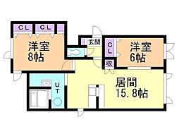 サクラA 2LDKの間取図画像