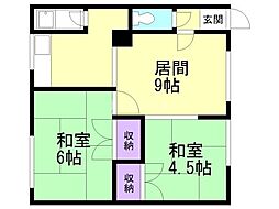 島崎チュリス 2DKの間取図画像