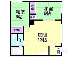 南5条シャトレB 2LDKの間取図画像