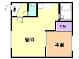ハイツエルムB棟 1LDKの間取図画像