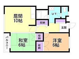 豊岡寿ハイツ 2LDKの間取図画像