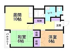 豊岡寿ハイツ 2LDKの間取図画像