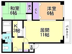 エスティパレス忠和 2LDKの間取図画像