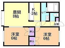 CRANEHILL 2LDKの間取図画像