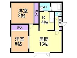 ノーザンパークA 2LDKの間取図画像