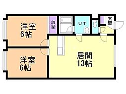 ハマナスコーポ 2LDKの間取図画像
