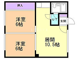 西野コーポ 2LDKの間取図画像
