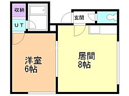 大萬ハイツ 1LDKの間取図画像