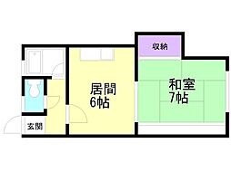 泰生コーポB 1DKの間取図画像
