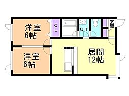 アヴォンリー 2LDKの間取図画像