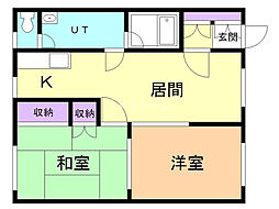 グランデ旭町A棟 2LDKの間取図画像
