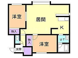 ピンクウェーブ2 2LDKの間取図画像