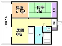 第4パレスハイツ 1LDKの間取図画像