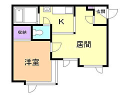フォーエバー 1DKの間取図画像