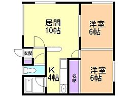 長井ハウス 2LDKの間取図画像