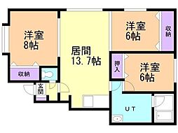 吉田マンション 3LDKの間取図画像