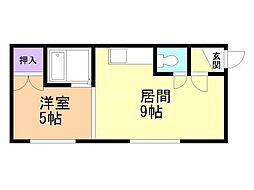 シャルム赤塚川端 1DKの間取図画像