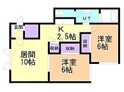 MapleA 2LDKの間取図画像