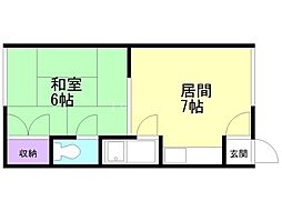 大栄ハイツ 1DKの間取図画像