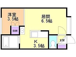 ロイヤルA 1LDKの間取図画像