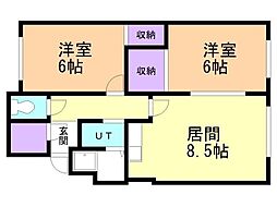 ハイツレジェ 2DKの間取図画像