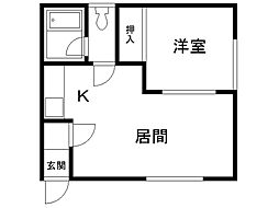 コーポオレンジ 1DKの間取図画像