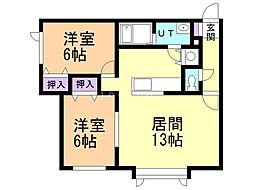 ピアザ和久C 2LDKの間取図画像