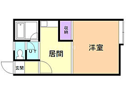 アミューズ'88 1DKの間取図画像