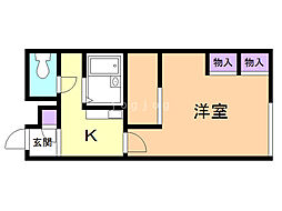 レオパレスソレイユB 1Kの間取図画像