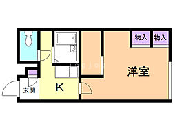 レオパレスソレイユB 1Kの間取図画像