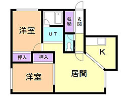 ベルフラワーA 2LDKの間取図画像
