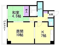 藤グリーンビル 1LDKの間取図画像