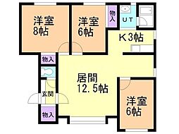 プルメリヤ 3LDKの間取図画像