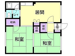 浜本ハイツ 2DKの間取図画像