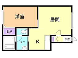 ヴァンクレールA 1LDKの間取図画像