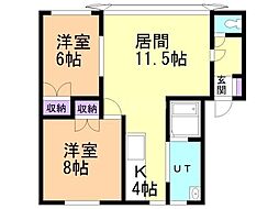 エアーマックストーコー1 2LDKの間取図画像